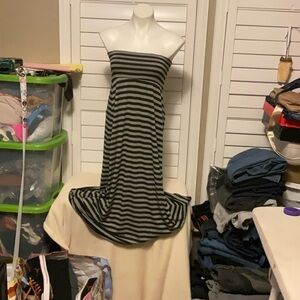 Lily White Black and Gray Striped Top